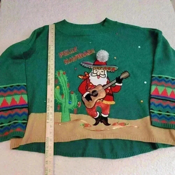 Holiday Time Christmas Sweater Womens XXL 20 Feliz Navidad Southwest Santa - Picture 9 of 16